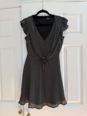 Lulu's Black & White Polka Dot Tie-Front Mini Dress